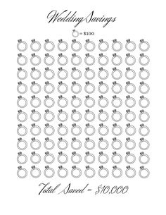 the wedding rings pattern is shown in black and white, as well as an additional size for