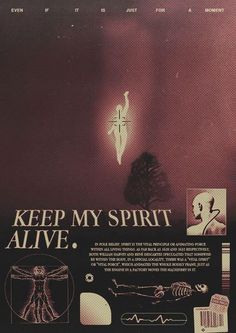 the back cover of keep my spirit alive, with an image of a cross on it