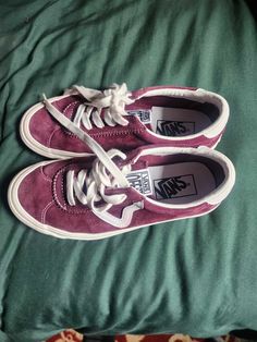 magenta/eggplant purple 6.05 womens vans mens 5.0 only worn a couple of times Retro Purple Low-top Sneakers, Purple Vans Shoes, Purple Low-top Vans Sneakers, Purple Slip-on Vans Sneakers, Purple Vans Lace-up Skate Shoes, Shoe Wishlist, Eggplant Purple, Womens Vans, Low Cut