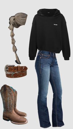 Western Clothes Aesthetic, Country Style Clothes For Women, Cute Winter Outfits Western, Country Concert Outfit Fall Jeans, Hot Country Outfits, Overalls And Cowboy Boots Outfit, Church Outfit Country, Cowgirl Core