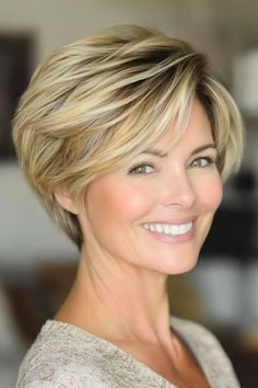 Save this pin for the best short layered haircuts for women over 50. This layered pixie gives you all the height and texture you need. The layers give lift around the crown, making your hair look thicker and fuller. Short Choppy Layered Haircuts, Short Layered Haircuts For Women, Layered Wavy Bob, Choppy Layered Haircuts, Crown Making, Layered Bob With Bangs, Wavy Layers, Layered Pixie, Layered Haircuts For Women