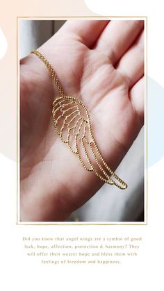 18 carat yellow gold vermeil necklace with a large angel wing charm. Gold Angel Wings, Angel Wing Necklace, Gold Angel, Wing Necklace, The Angel, Pinky Ring