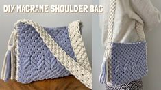 a crocheted bag is shown with the words diy machine shoulder bag