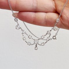 Sterling Silver Delicate Cz Necklace Wedding Bridal 16”. Stamped Sterling On Clasp Measures Approximately: 16” In Length Beautiful And Delicate #Wedding, Bridal **I Add My Own Personal Tags On My Items To Ensure Items Are Not Used/ Worn, And Then Returned** No Returns Please Diamond Silver Necklace, Winter Necklace, Delicate Wedding, Princess Jewelry, Cute Wedding Ideas, Cz Necklace, Necklace Wedding, Wedding Color, Bridal Necklace