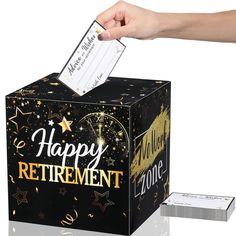 PRICES MAY VARY. Package Contains: you will receive the package with a retirement party sign box (approx. 7.48 x 7.48 x 7.48 inches) and 50 pieces of retirement advice and wishes cards, the card is approx. 4.72 x 3.15 inches each; Enough cards for guests that will attend your party Material: different parts of the retirement cards and box are made of cardboard paper, which is more stable; The card is smooth and easy to write with a good texture, not easy to fade or fray, and are indispensable pr Happy Retirement Wishes, Retirement Wishes, Happy Cards