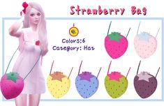 an image of a woman with strawberries on her head and the words strawberry bag