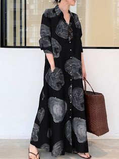 🚚FREE Shipping on orders over $100 ✨ use Code: "Mylook" for Extra Discount at checkout ﻿- 📏Sizing: run a little small 📏 MsDressly® Exclusive! You'll be a vision to remember in the MsDressly® Maxi Dress! This dress features a printed pattern that shapes a v-neckline with long sleeves. Gender: Women Type: Dresses Feature: Printed Pattern Material: 10% Polyester, 90% Cotton Care: Hand Wash Cold. Do Not Bleach. Line Dry. Iron Low Heat Style: Casual/Fashion Color: Black, White, Yellow, Red Size: S, M, L, XL, 2XL, 3XL, 4XL Please Note: All Dimensions Are Measured Manually With A Deviation Of 1 To 3cm. Habits Musulmans, Mode Prints, Button Maxi Dress, Casual Maxi Dress, Long Linen Dress, Womens Fall Dress, Islamic Clothing, Plus Size Maxi, Maxi Robes