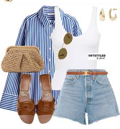 Old Money Jean Shorts Outfit, Jean Shorts Outfit Casual, Summer Outfit Elegant, Look Old Money, Old Money Fashion, Money Fashion, Chic Summer Outfits