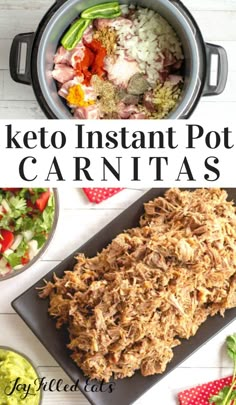 the keto instant pot carnitas recipe is ready to be eaten and served