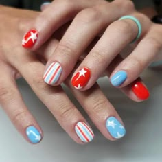 Classy 4th Of July Nails, 4th Of July Nail Designs, July Nail Designs, Lexi Nails, 4th Of July Nail, Firework Nails, Patriotic Nails, Festive Nail Designs, Usa Nails