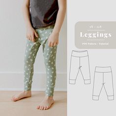 a child's leggings pattern is shown with the legs showing