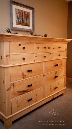 a large wooden dresser sitting in a room