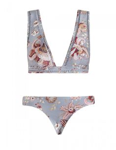 Pavilion Ladder Bikini, from our Summer Swim 16 collection, in Floral printed lycra with white ladder insert trim through neckline and underbust band. Low, skinny pant. Beautiful Swimwear, Best Swimsuits, Looks Style, Mode Inspiration, Beach Wear, Beach Style