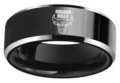 Chicago Bulls Ring #chicago #bulls #chicagobulls #chitown #nba #basketball #weddingring #giftideas #jewelry #jordan #customring #anniversary Made of HIGH-QUALITY Jewelry Grade Tungsten Carbide Resistant to normal wear and tear, scratching, fading, corrosion, and deformation Precision Laser engraving - Logos will not rub off 8mm width comfort band Unisex New FREE Shipping Black Ring Wedding, Nba Rings, Green Wedding Rings, Nba Bulls, Warrior Ring, Kobe Bryant Black Mamba, Black Wedding Rings, Wedding Ring Sizes, Black Ring