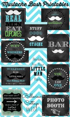 the mustache bash printables are perfect for your little man