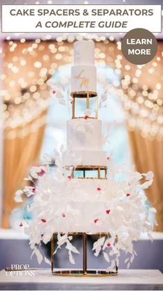 a wedding cake sitting on top of a table