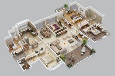 three bedroom apartment floor plan with kitchen and living room in the top left hand corner