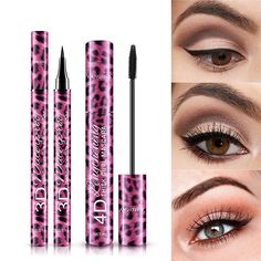 Leopard Print MascaraEyeliner SetLong-lasting All DaySmudge-Proof 10ml Product selling pointsINSTANT VOLUMELENGTH4D silk fiber eyelash mascaraeyeliner setdeeply pigmented and instantly creates beautifully dramatic and bold lashes with just a single application that bring out the beauty of your eyes and compliment your overall makeup lookULTRA SLIM EYELINERPrecise eyeliner with ultra fine tip allows to draw smooth lines quickly and easilyNo slippingcoloring or pulling to keep your eyes look clea Eye Makeup Set, Eyeliner Set, Mascara Set, Perfect Cat Eye, Glow Tonic, Eye Makeup Tools, Mascara Eyeliner, Fiber Mascara, Eyelashes Mascara