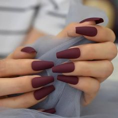 Maroon Nail, Wine Press, Wine Nails, Coffin Nails Matte, Nails Kit, Nail Board, Maroon Nails, Matte Nails Design, Coffin Press On Nails