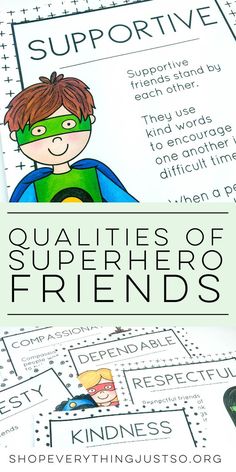 printables for superhero friends to help students learn how to read and understand their feelings