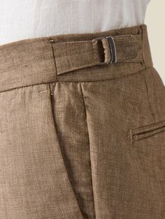 Hazelnut Brown Linen Pleated Trousers | Luca Faloni Linen Dress Pants With Welt Pockets, Ankle-length, Ankle-length Linen Dress Pants With Welt Pockets, Classic Linen Ankle-length Dress Pants, Tailored Beige Linen Pants, Tailored Linen Long Pants, Classic Ankle-length Linen Dress Pants, Classic Brown Summer Pants, Classic Ankle-length Linen Pants, Tailored Linen Ankle-length Pants