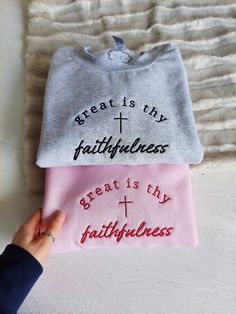 NOTE: This product is MADE TO ORDER. Please allow for 1 week for production, although we try to get them made even sooner if possible.  The steadfast love of the Lord never ceases; his mercies never come to an end; they are new every morning; great is your faithfulness. Lamentations 3:22-23 Sizes + Fit - Available sizes are S - 3XL - Unisex sizing - Runs true to size Material + Feel - Cotton/Polyester  - Crewneck Sweatshirt - Mid weight - Embroidered Design Care Instructions - Wash cool with lik Steadfast Love Of The Lord, Great Is Thy Faithfulness, Lamentations 3 22 23, Christian Clothing Brand, Great Is Your Faithfulness, Grandma Sweatshirt, Jesus Sweatshirts, New Every Morning, Christian Sweatshirt