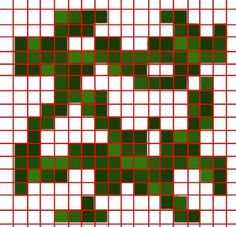 a cross stitch pattern in green and red