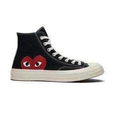 Men's Converse Play Comme Des Garcons Chuck Taylor All-Star Chuck 70 CDG HI Style # 150204C Color: Black Cdg Converse Outfit Men, Cdg Converse Outfit, Converse Play Comme Des Garcons, Converse X Comme Des Garcons, Cdg Converse, Converse Tennis Shoes, Converse Chuck 70, Chuck 70, Unisex Shoes