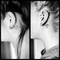 two pictures of the same ear with hearts on them and one has a small heart behind it