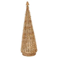 a wicker christmas tree on a white background