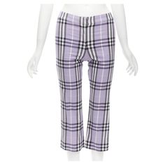 BURBERRY LONDON House Check purple cropped pants Y2K S Reference: ANWU/A00998 Brand: Burberry Designer: Christopher Bailey Material: Feels like cotton Color: Purple Pattern: Checkered Closure: Zip Extra Details: Button back pocket. CONDITION: Condition: Excellent, this item was pre-owned and is in excellent condition. Composition/size label removed Remarks: Composition label not present.Size label not present/removed. Please go by product measurements. SIZING Designer size: S MEASUREMENTS: Waist Issey Miyake Men, Biker Pants, Christopher Bailey, Pants Y2k, London House, Purple Pattern, Burberry London, Latest Outfits, Cotton Pants