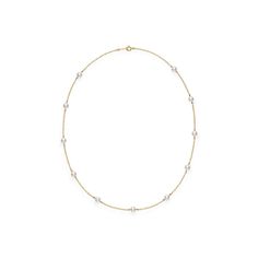 Mikimoto Akoya Cultured Pearl Station Necklace in 18K Yellow Gold Mikimoto Jewelry, Station Necklace, Akoya Pearls, Cultured Pearls, Jewelry Accessories, Yellow Gold, Gemstones, Yellow, Gold