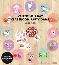 valentine's day classroom party game with cupcakes, cake and other items