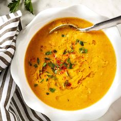 Lemony Red Lentil Soup, Vegetarian Recipes Gluten Free, Lemons Recipes, Red Lentil Soup Recipe, Lentils Recipe, Cozy Soup, Creamy Potato Soup