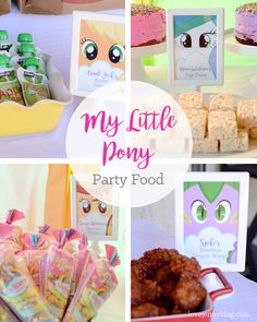 a collage of pictures with food and candy on it, including an owl themed party