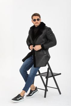 Embrace the winter season in style with our exclusive men's leather parka, meticulously crafted from 100% genuine leather. This coat features a cozy fur-lined interior to keep you warm in the chilliest of weather. With a length of 90 cm (approximately 35.5 inches), it offers ample coverage and insulation. The double-breasted collar design lends a contemporary and sleek aesthetic. Opt for a versatile look with its solid color and biker style, perfect for elevating your streetwear. Experience comf Black Long Jacket, Warm Winter Jacket, Mens Leather Coats, Sleek Aesthetic, Warm Winter Jackets, Long Jacket, Collar Designs, Biker Style, Leather Coat