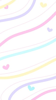 an abstract background with pastel lines and hearts on the bottom right corner, in shades of pink, blue, yellow, green, and white