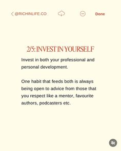 an email message with the words 25 invest in yourself