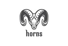 the head of an animal with horns on a white background, logo or emblem design