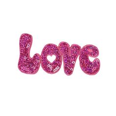 the word love is made up of pink sequins