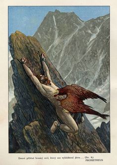 an illustration of a man climbing up the side of a mountain with a bird on his arm