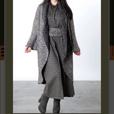 Shop lnekat's closet or find the perfect look from millions of stylists. Fast shipping and buyer protection. New with tags size medium A cozy and full sweater wrap coat in a spectacular array of hues has a generous shawl collar and easily cuffed sleeves. Front of coat cuts away to a longer, even length in back. Pockets Made in the U.S.A. Medium does 12-14. 38-39” bust Smoke free home Gray Winter Workwear Cardigan, Winter Workwear Gray Cardigan, Gray Long Sleeve Cardigan For Work, Gray Long Cardigan For Work, Oversized Gray Cardigan For Workwear, Chic Gray Cardigan For Fall, Fall Workwear Cardigan With Shawl Collar, Gray Long Coat Cardigan For Fall, Fall Shawl Collar Cardigan For Work