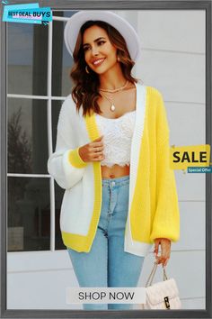 Plus Size Women Loose Patchwork Colorblock Knitting Cardigan Sweater Tricotin Long, Long Knit Cardigan, Matching Sweaters, Color Block Cardigan, Knit Cardigan Sweater, Large Sweaters, Casual Cardigans, Long Knit, Sweater Coat