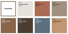 the different shades of paint that are used for walls and ceilings in various colors, including brown