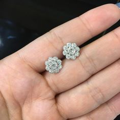 Description: BEAUTIFUL 14K WHITE GOLD LADIES DIAMOND EARRINGS. THIS ITEM IS NEW. COMES WITH GIFT BOX. IF YOU HAVE ANY OTHER QUESTIONS PLEASE CONTACT US. ALL THE INFO ON THIS ITEM DOWN BELOW. THANK YOU VERY MUCH. KATE .Metal: SOLID 14K WHITE GOLDStamped: 14K Total Gram Weight: 2.3GRSetting: PAVELength: 10.5MM (0.4 INCH)Width: 10.5MM (0.4 INCH)Stones: 100% NATURAL DIAMONDSColor: FClarity: VS2-VS1Shape: ROUND BRILLIANT CUT DIAMONDSTotal Carat Weight: 0.65CTTag: #2132WE ARE JEWELRY STORE THAT HAS BE Luxury White Flower Diamond Earrings, Luxury Flower Shaped Diamond Wedding Earrings, Luxury Brilliant Cut Flower Earrings For Anniversary, Diamond Flower Cluster Earrings For Wedding, White Gold Flower Earrings With Brilliant Cut, White Diamond Accented Flower Earrings, White Flower Earrings With Diamond Accents, White Gold Diamond Flower Cluster Earrings, White Diamond Flower Earrings In Fine Jewelry Style