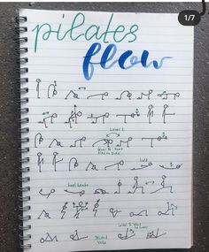 an open notebook with writing on it and the words rollates flow written in blue ink