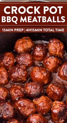 the crock pot bbq meatballs are ready to be eaten