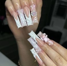 Long Acrylic Nails Square, Acrylic Nails Square, Adorable Nails, Future Nails, Simple Acrylic, Baby Nails, Aesthetic Space, Cute Acrylic Nail Designs, Simple Acrylic Nails