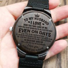 Engraved Wooden Watch - To My Husband - I Love How You Take Care Of Me - W1615 Fiance Birthday, To My Future Husband, Wooden Watches For Men, Personalized Watches, Husband Anniversary, To My Husband, Husband Birthday, Wooden Watch, Boyfriend Anniversary Gifts