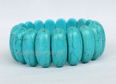 Materials: Turquoise , Elastic ropebeads Size:10*25mmBracelet Size:19.5cm /7.7."（Wrist Size）Bracelet Color: as showApplications: wedding, engagement, daily wear,partyAll the product are designed and made by myselfso if you want any adjustments in length or style, don't forget to contact me.Otherwise, I will send you the one in the picture.Welcome wholesale and customization.We can customize according to your requirements.*************************************************************************** Sister Sister, Turquoise Bead Bracelet, Gift Friend, Elastic Rope, Color Story, Elastic Bracelet, Color Stories, Turquoise Beads, Gold Studs